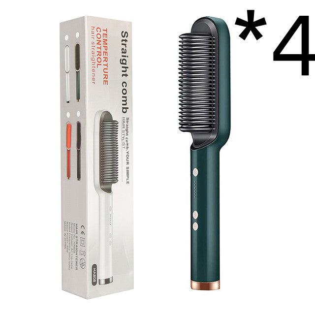 New 2 In 1 Hair Straightener Hot Comb Negative Ion Curling Tong Dual-purpose Electric Hair Brush - Beautinas