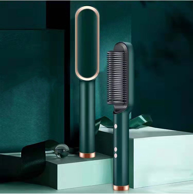 New 2 In 1 Hair Straightener Hot Comb Negative Ion Curling Tong Dual-purpose Electric Hair Brush - Beautinas