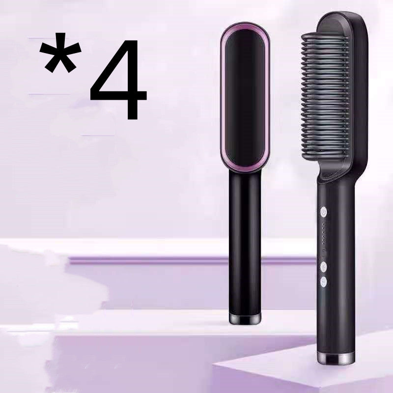 New 2 In 1 Hair Straightener Hot Comb Negative Ion Curling Tong Dual-purpose Electric Hair Brush - Beautinas