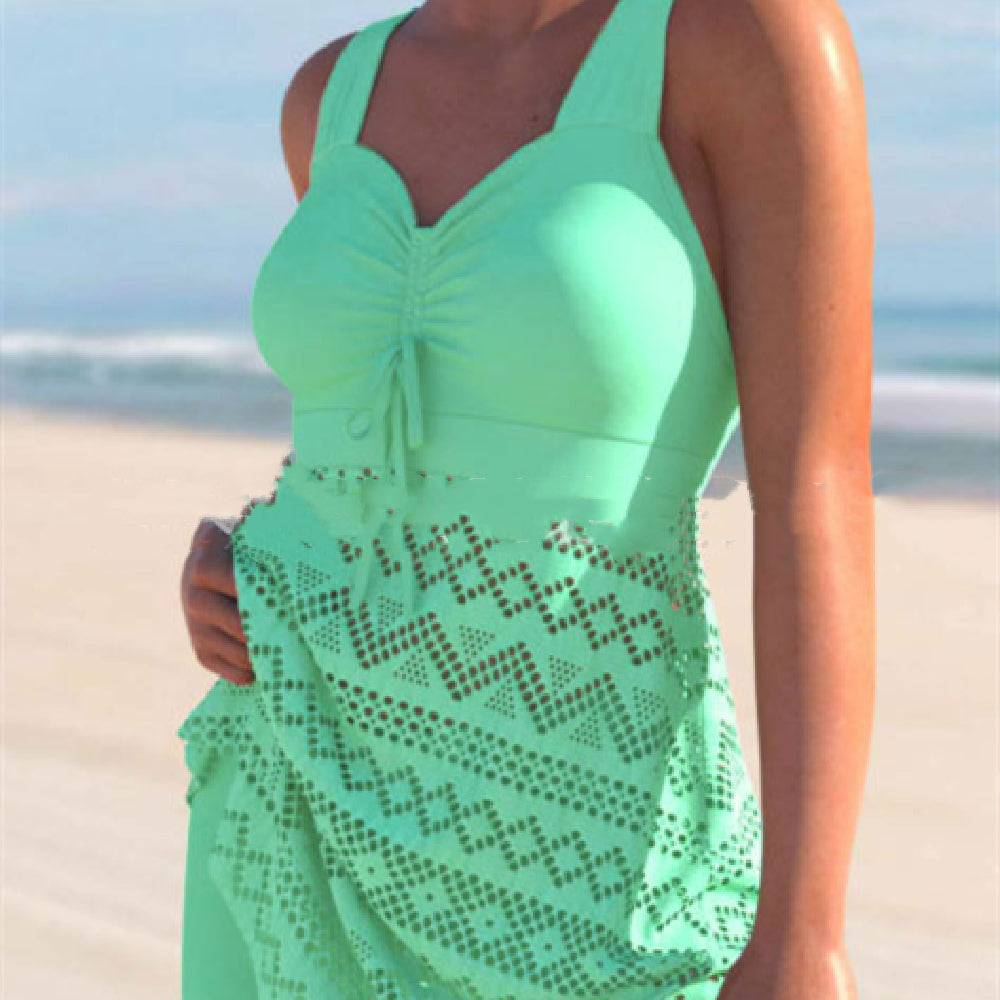 Korean Version Of Solid Color Lace One-piece Swimsuit - Beautinas