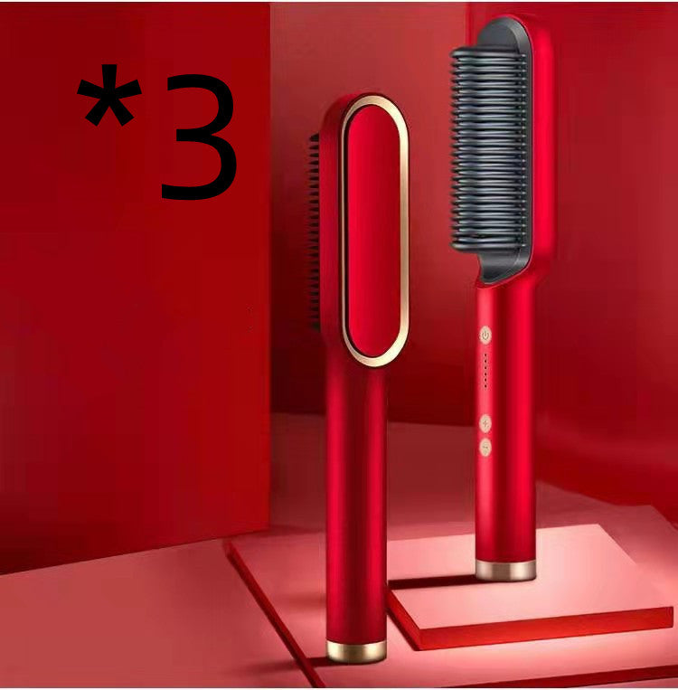 New 2 In 1 Hair Straightener Hot Comb Negative Ion Curling Tong Dual-purpose Electric Hair Brush - Beautinas