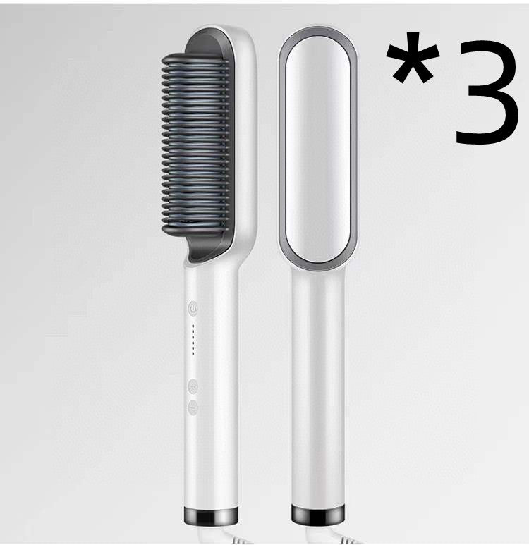 New 2 In 1 Hair Straightener Hot Comb Negative Ion Curling Tong Dual-purpose Electric Hair Brush - Beautinas
