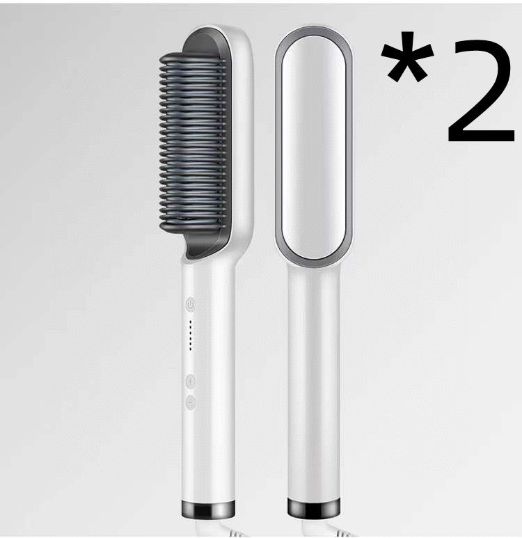 New 2 In 1 Hair Straightener Hot Comb Negative Ion Curling Tong Dual-purpose Electric Hair Brush - Beautinas