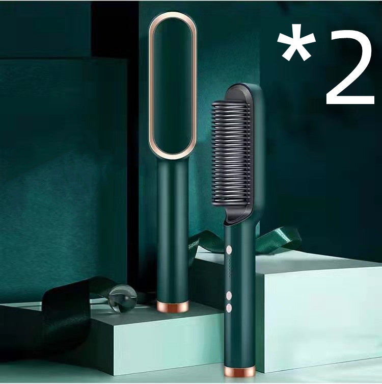New 2 In 1 Hair Straightener Hot Comb Negative Ion Curling Tong Dual-purpose Electric Hair Brush - Beautinas