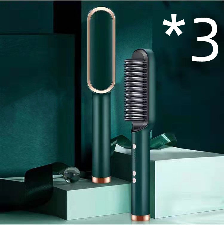 New 2 In 1 Hair Straightener Hot Comb Negative Ion Curling Tong Dual-purpose Electric Hair Brush - Beautinas