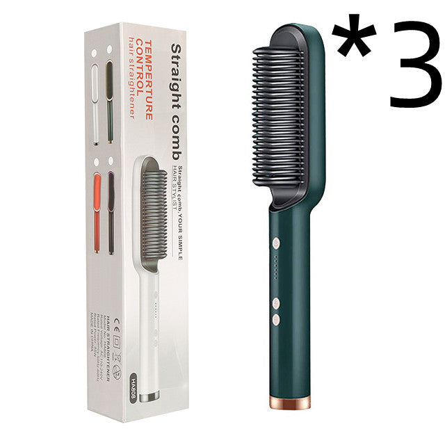 New 2 In 1 Hair Straightener Hot Comb Negative Ion Curling Tong Dual-purpose Electric Hair Brush - Beautinas