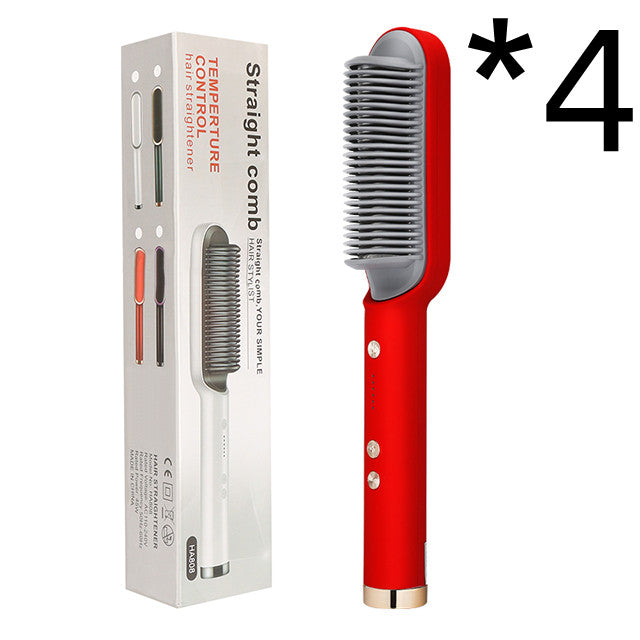 New 2 In 1 Hair Straightener Hot Comb Negative Ion Curling Tong Dual-purpose Electric Hair Brush - Beautinas