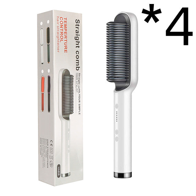 New 2 In 1 Hair Straightener Hot Comb Negative Ion Curling Tong Dual-purpose Electric Hair Brush - Beautinas