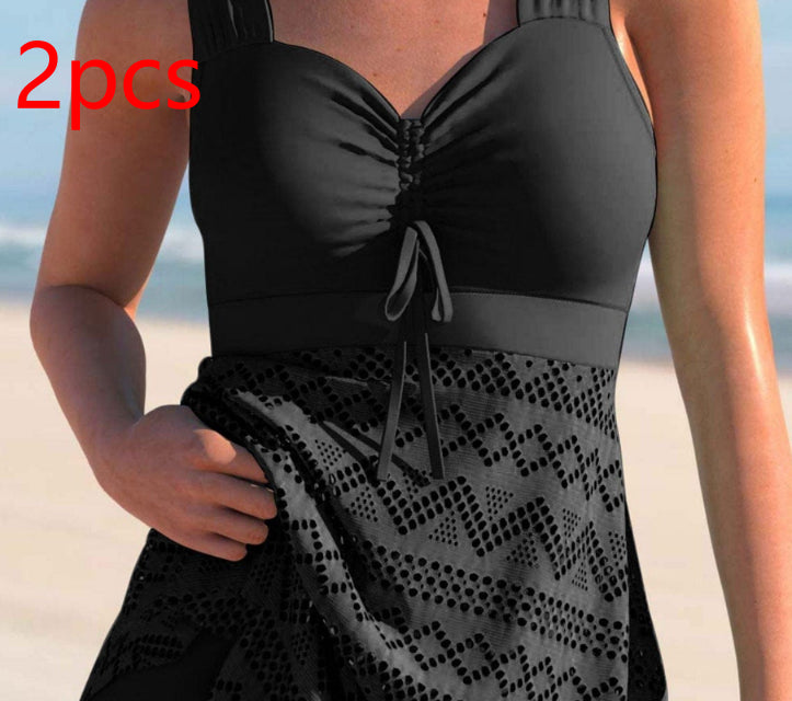 Korean Version Of Solid Color Lace One-piece Swimsuit - Beautinas