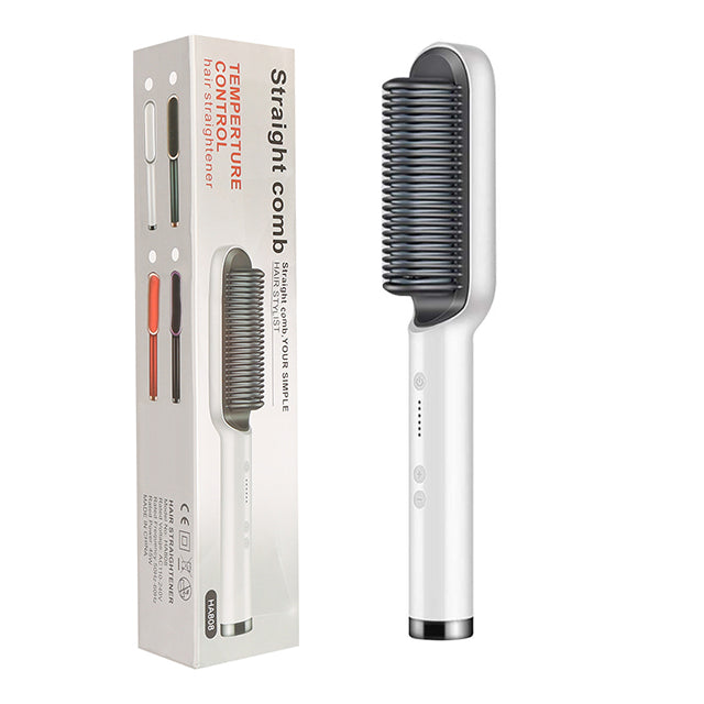New 2 In 1 Hair Straightener Hot Comb Negative Ion Curling Tong Dual-purpose Electric Hair Brush - Beautinas
