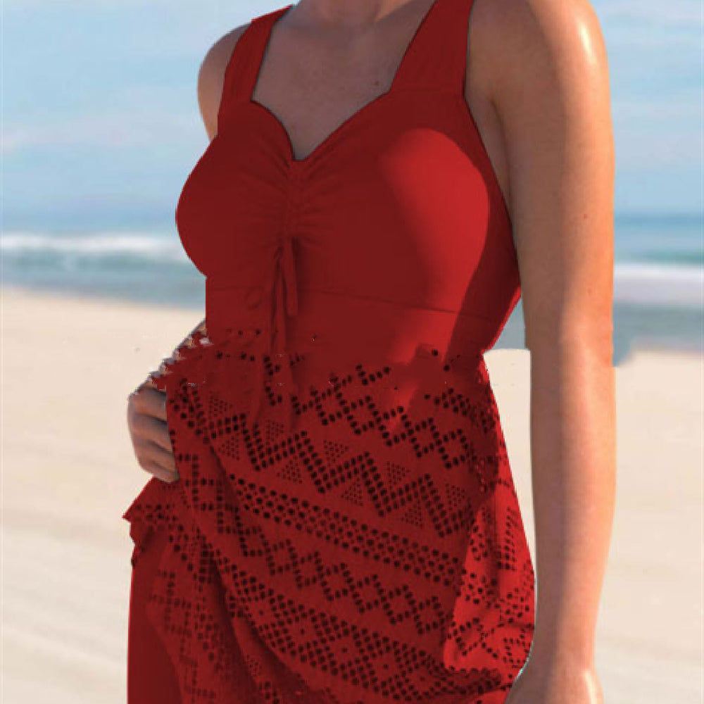 Korean Version Of Solid Color Lace One-piece Swimsuit - Beautinas