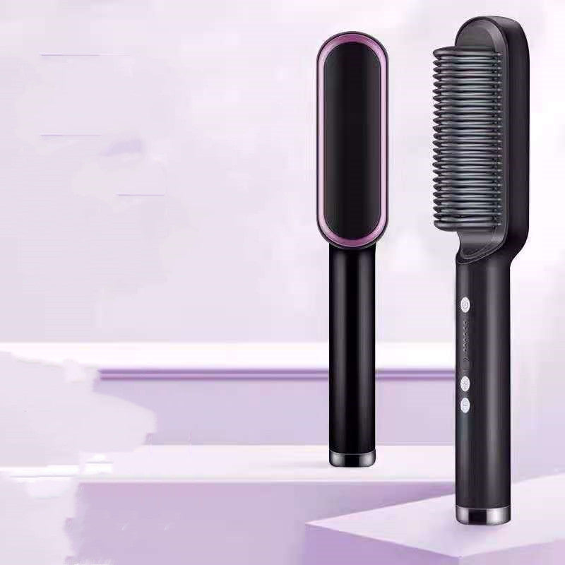 New 2 In 1 Hair Straightener Hot Comb Negative Ion Curling Tong Dual-purpose Electric Hair Brush - Beautinas