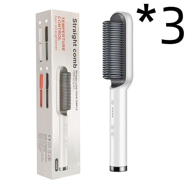 New 2 In 1 Hair Straightener Hot Comb Negative Ion Curling Tong Dual-purpose Electric Hair Brush - Beautinas