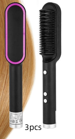 New 2 In 1 Hair Straightener Hot Comb Negative Ion Curling Tong Dual-purpose Electric Hair Brush - Beautinas