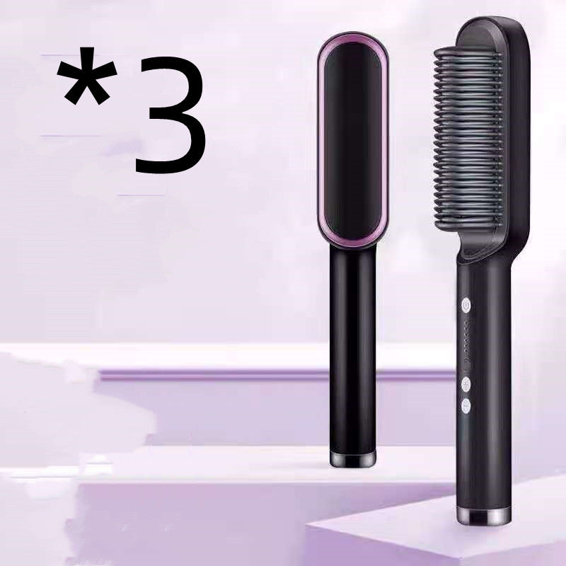 New 2 In 1 Hair Straightener Hot Comb Negative Ion Curling Tong Dual-purpose Electric Hair Brush - Beautinas