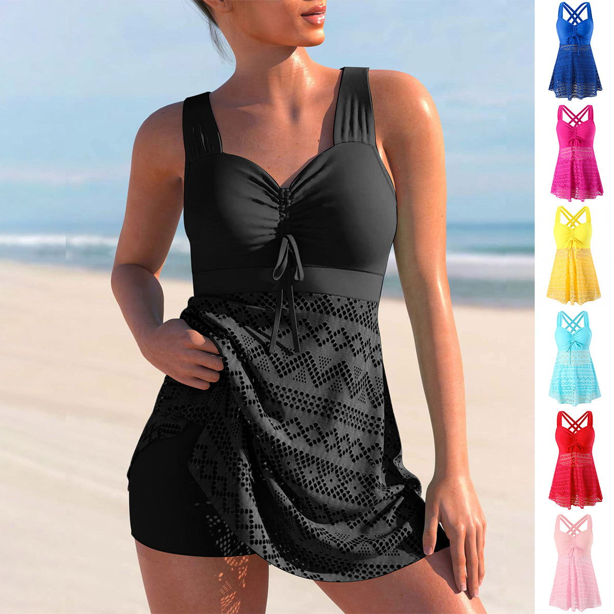 Korean Version Of Solid Color Lace One-piece Swimsuit - Beautinas
